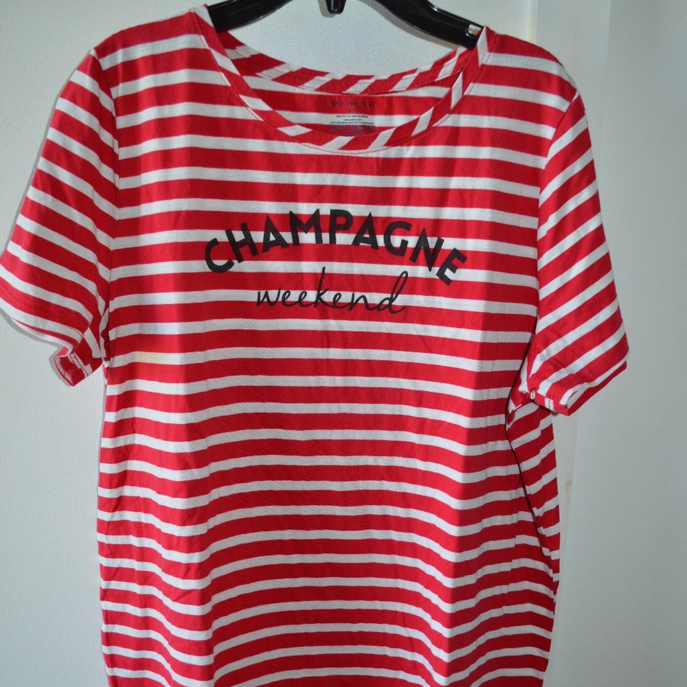 Lane Bryant Champagne Weekend Striped Top 14/16 Beach Girls Night Out Excellent